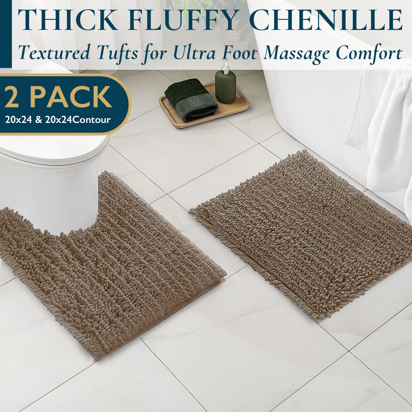 Chenille Bathroom Rug-Pinstripes