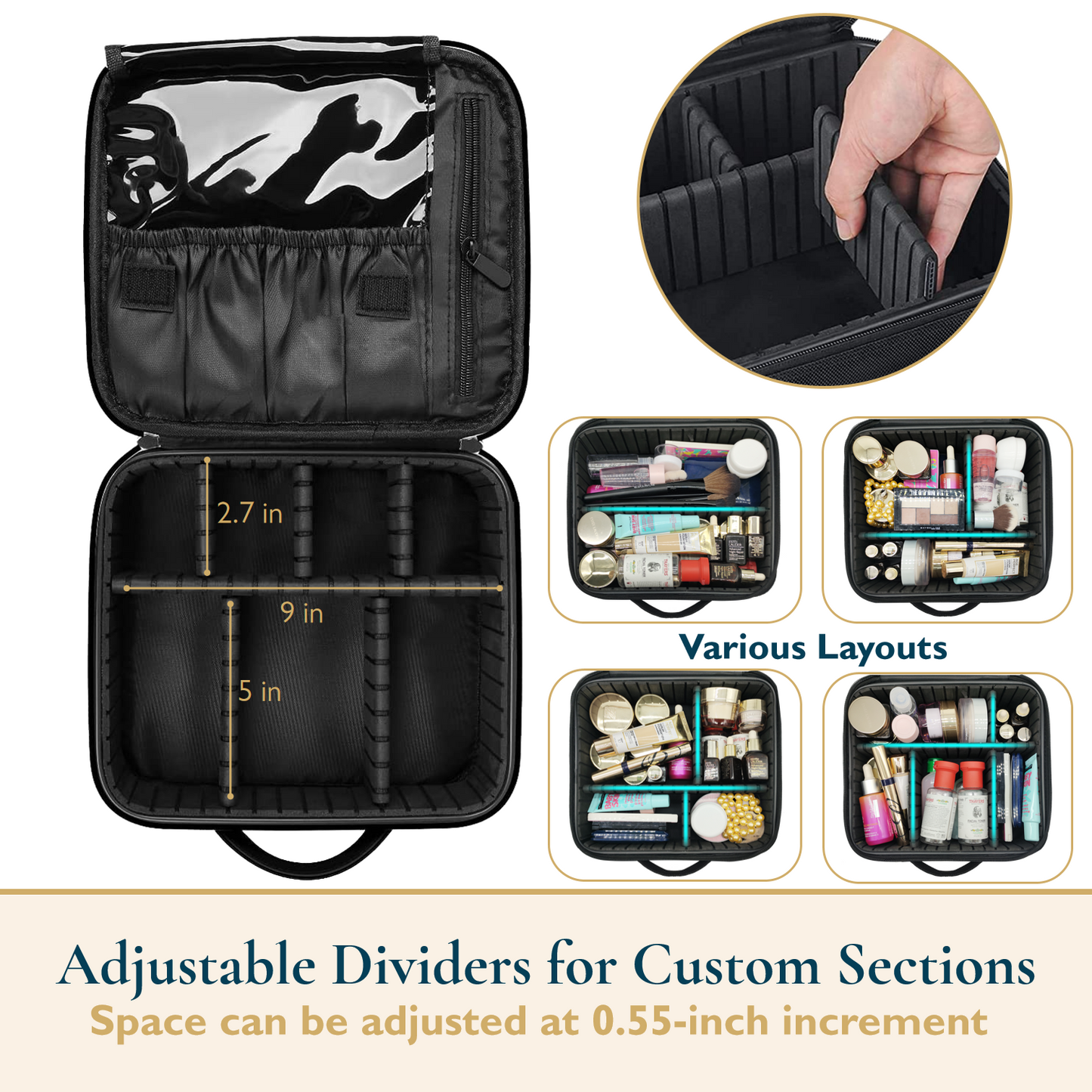 Customizable Makeup Case With Bonus Travel Mirror