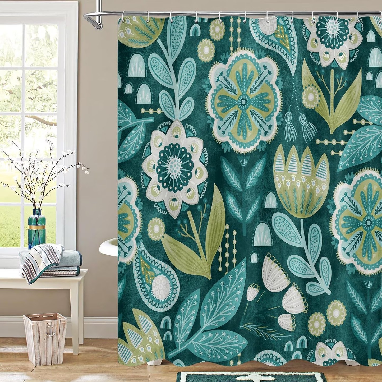 Shower Curtain & Liner Set-14 PCS