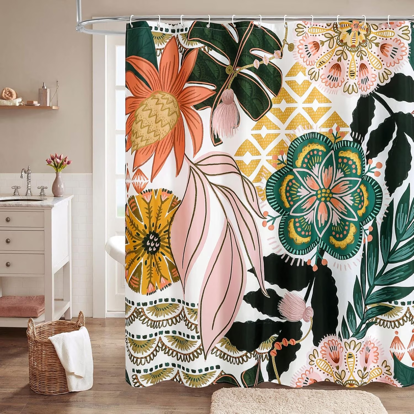 Shower Curtain & Liner Set-14 PCS