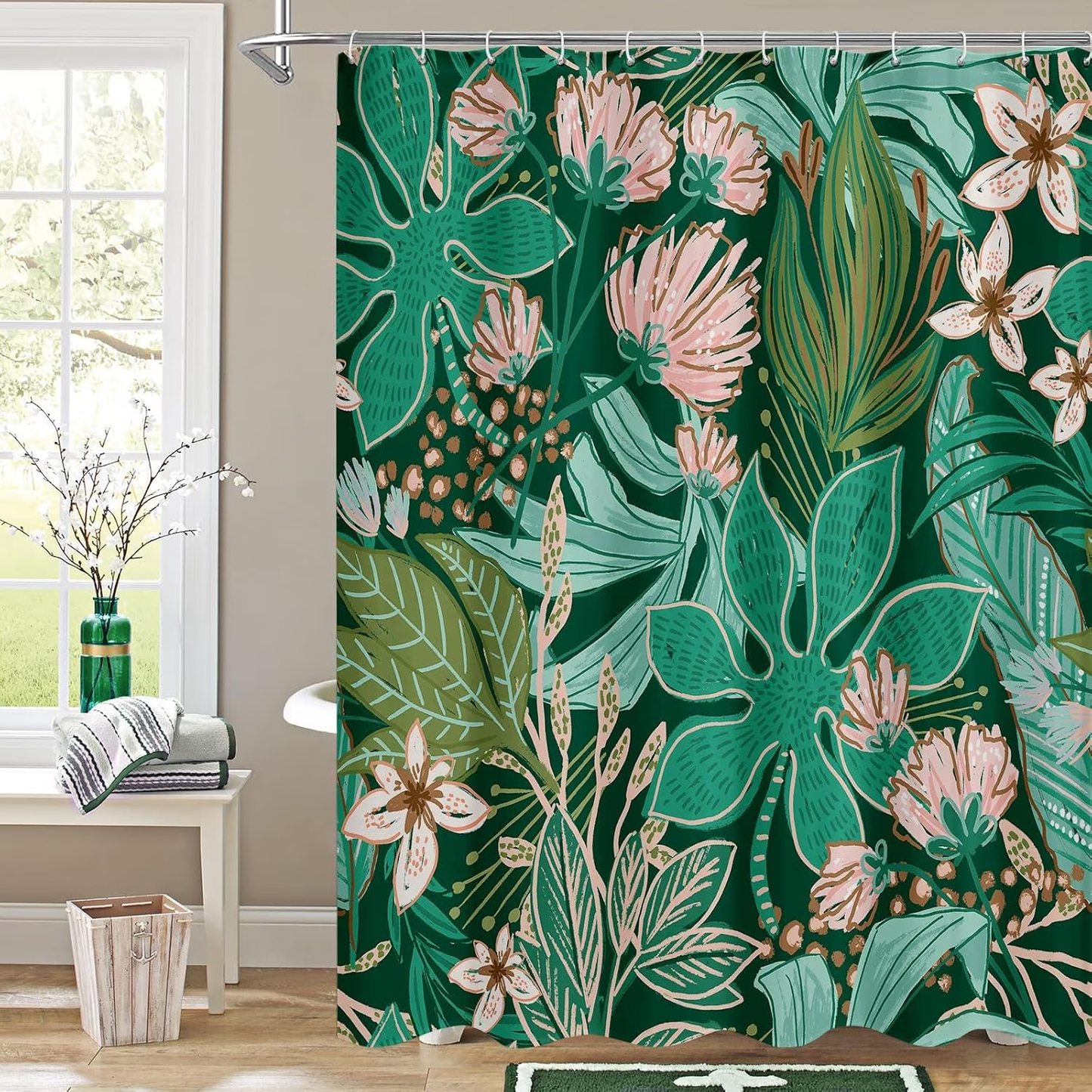 Shower Curtain & Liner Set-14 PCS