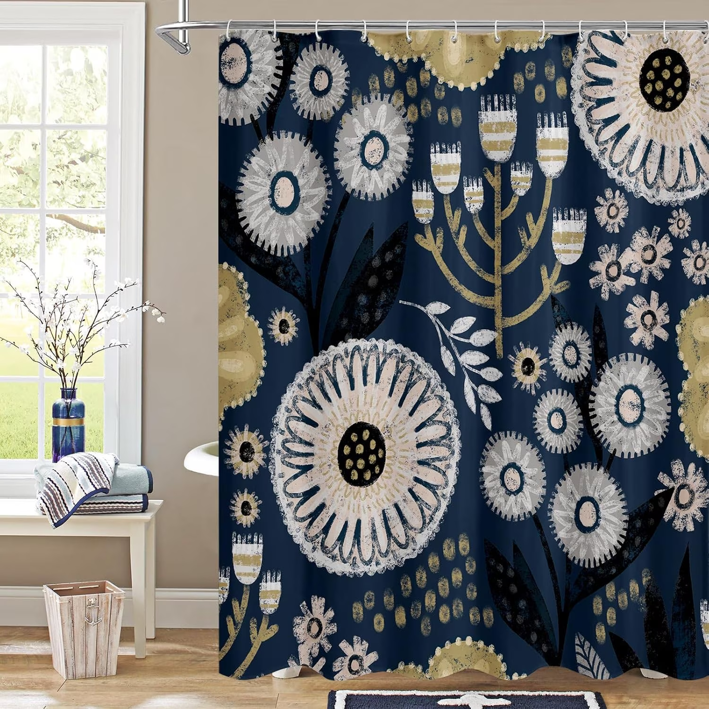 Shower Curtain & Liner Set-14 PCS
