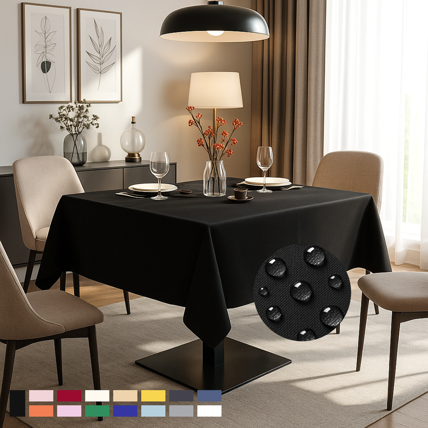 ComfiTime Durable Polyester Tablecloth Square
