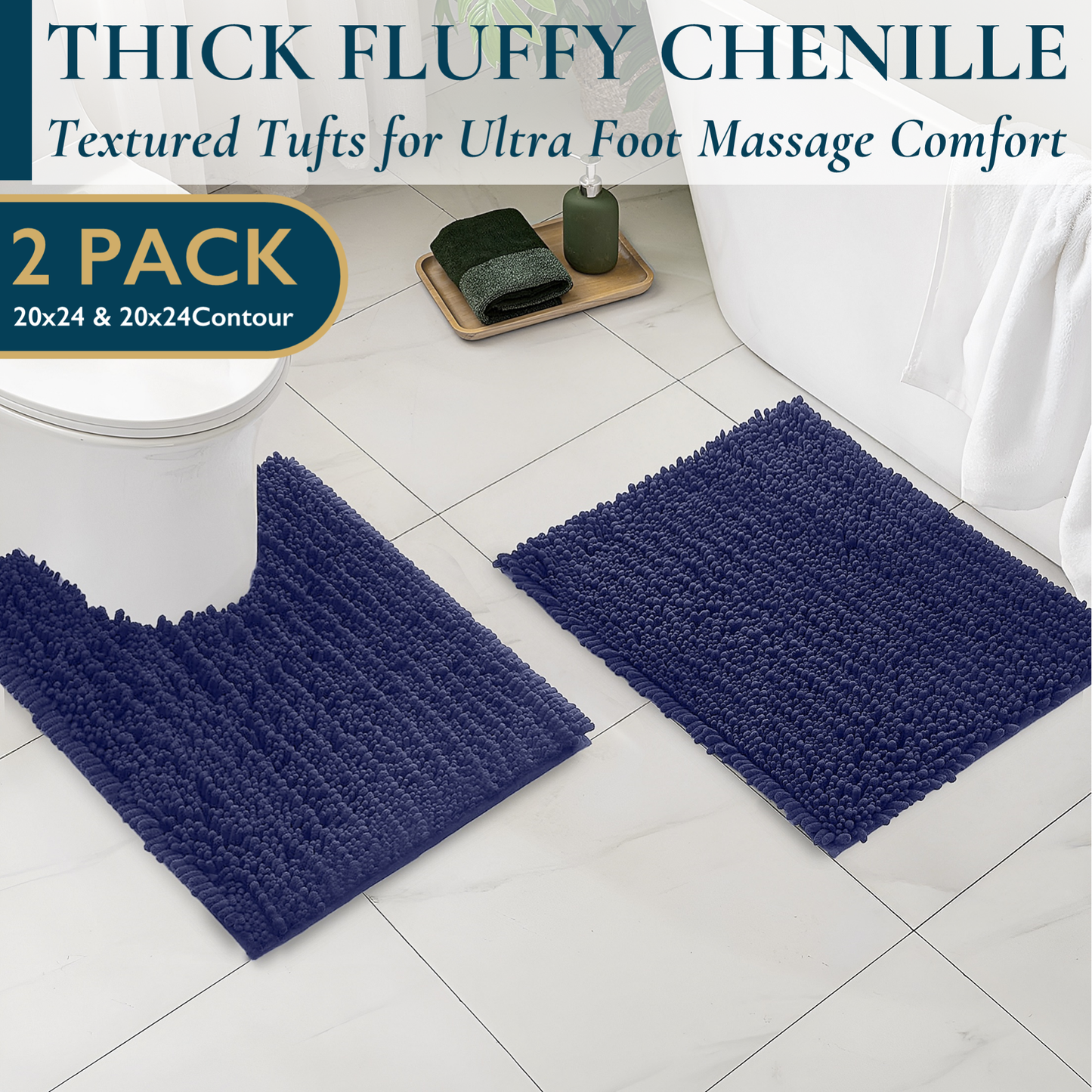 2 Piece Bathroom Rugs Set