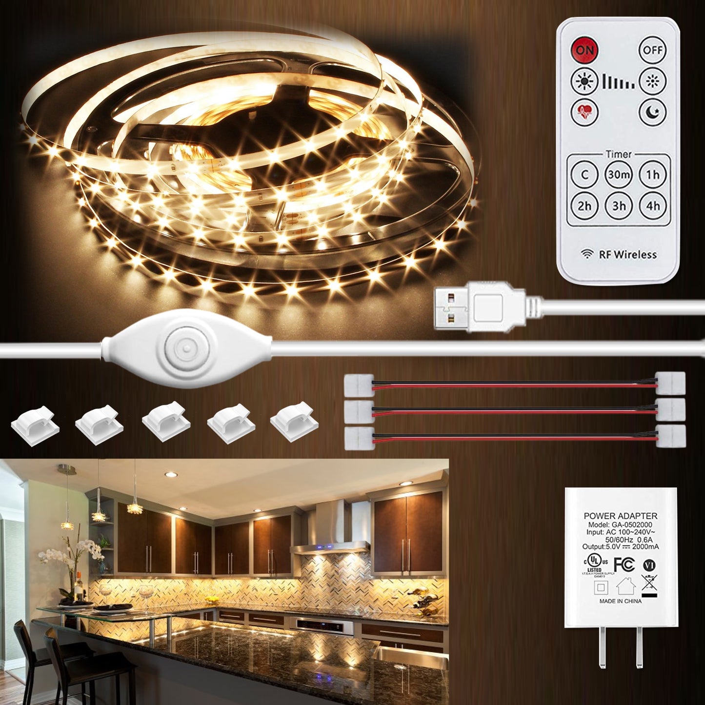 Under Cabinet LED Strip Lights With Remote Control