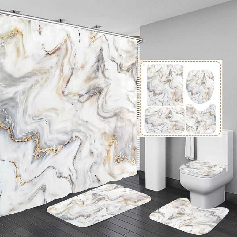 Shower Curtain and Bathroom Rug Set - 4PCS
