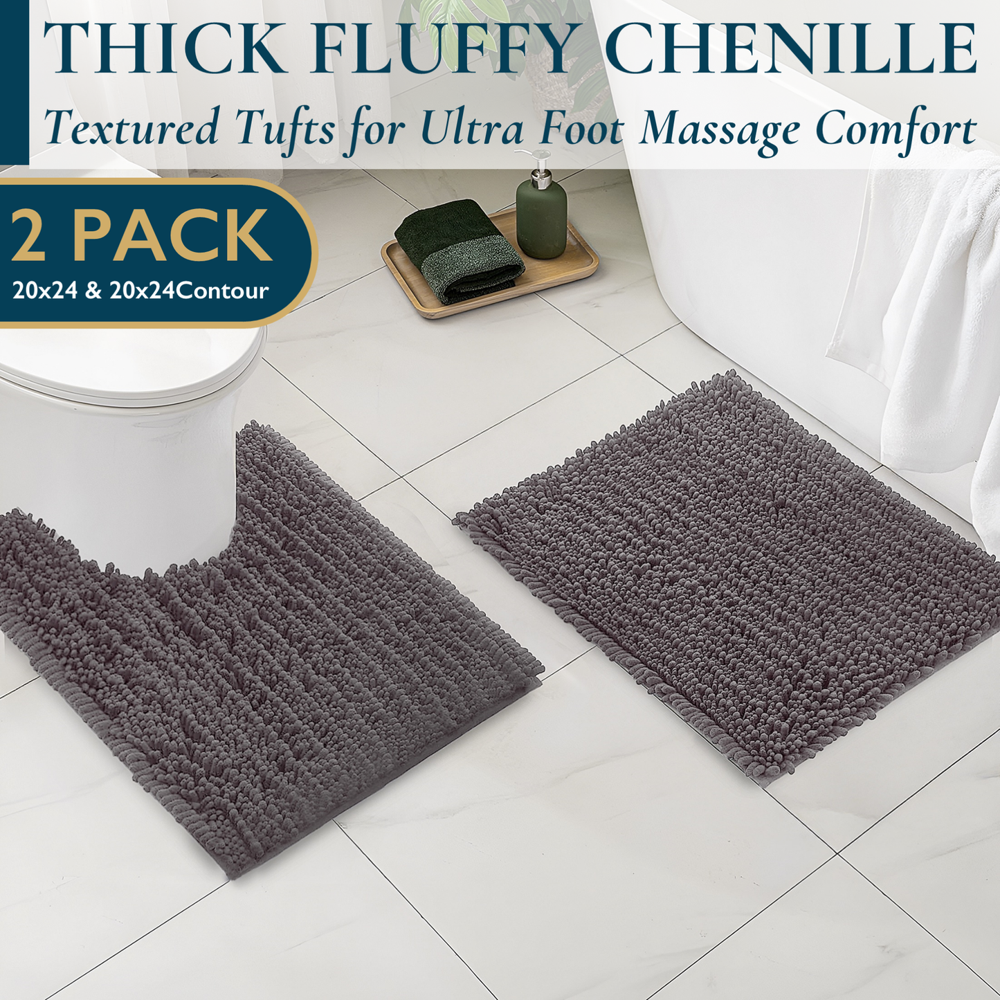 2 Piece Bathroom Rugs Set