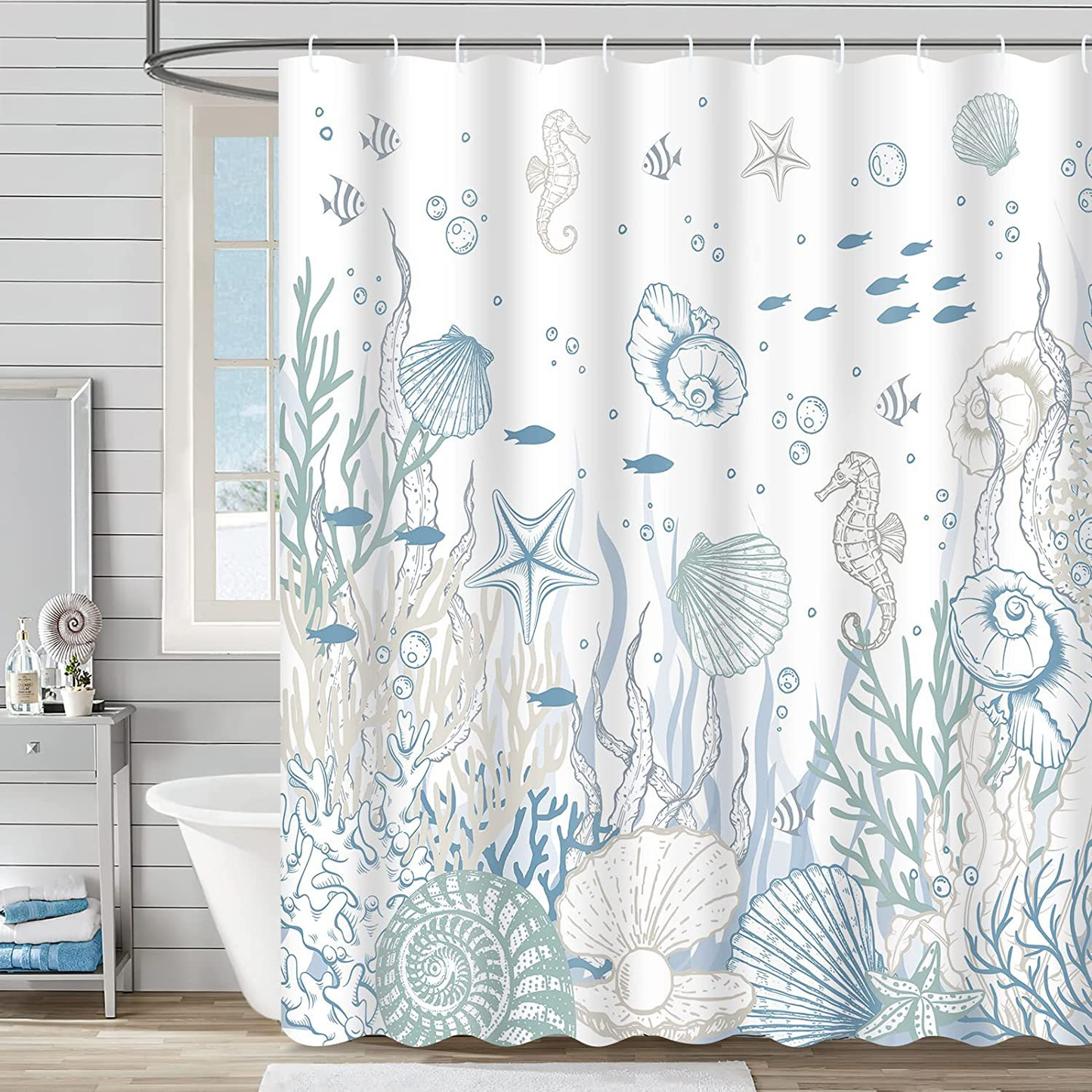 ComfiTime Shower Curtain with Hooks, 120GSM, 72 x 72