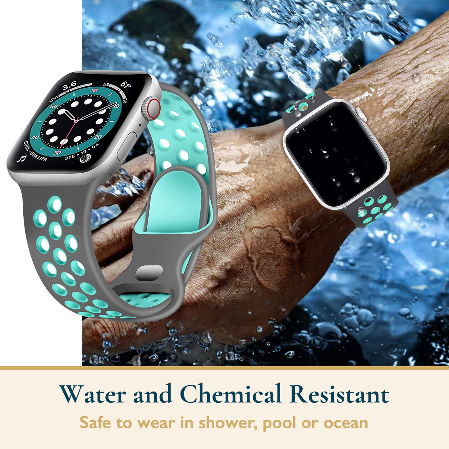 Silicone Apple Watch Sport Band With Air Holes, 4 Pack