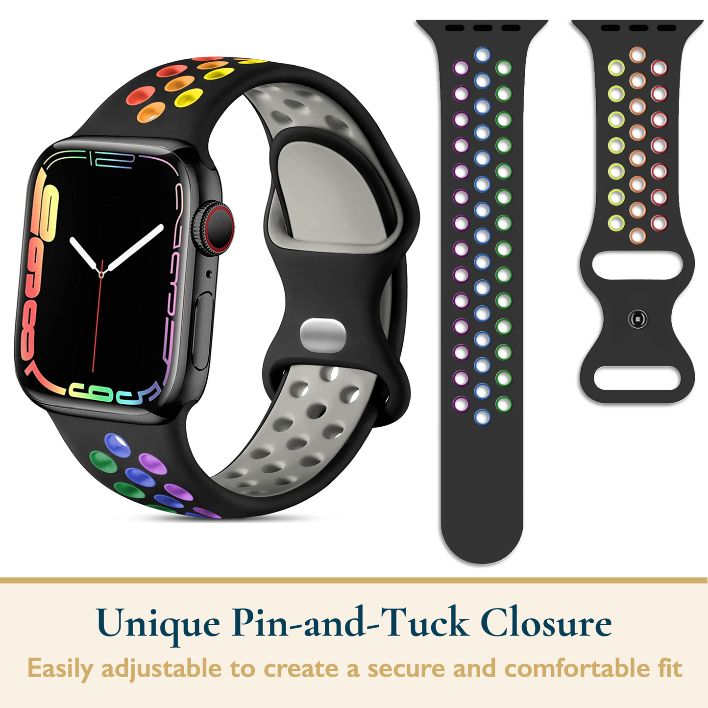 Silicone Apple Watch Sport Band With Air Holes, 4 Pack