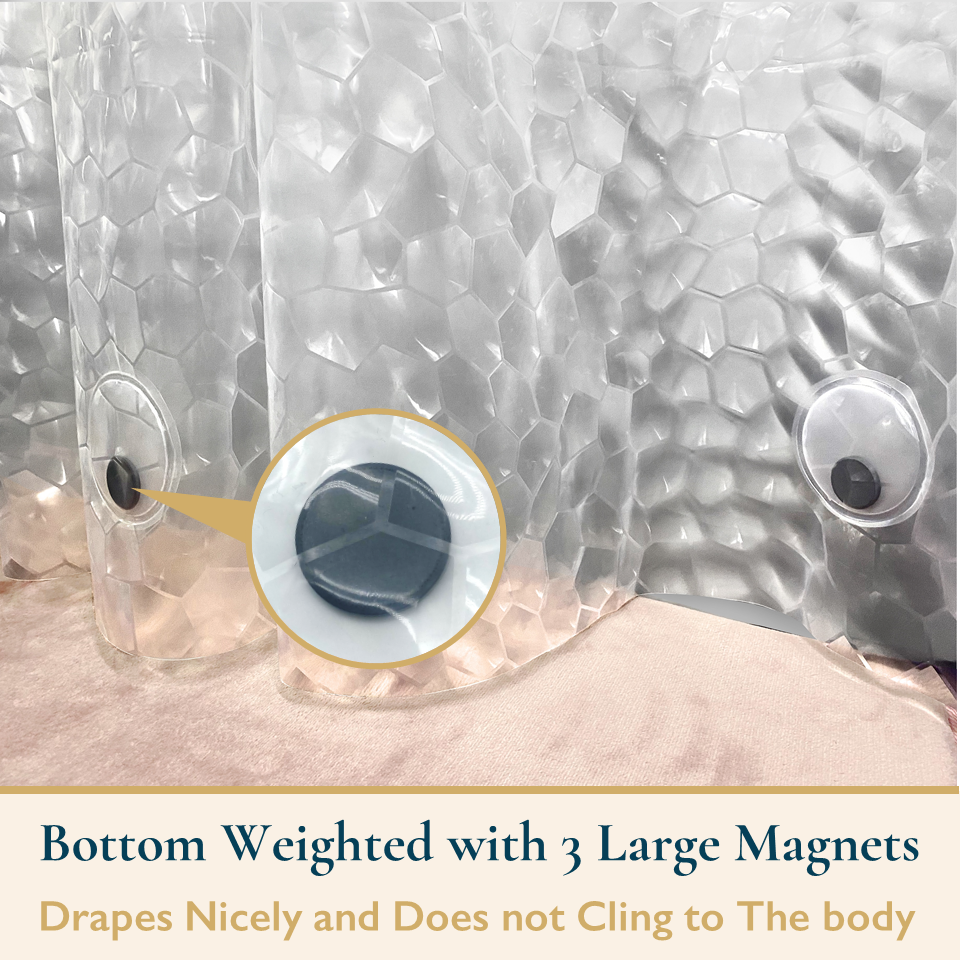 8-Gauge Waterproof Shower Curtain Liner With Bonus Hooks, 72 x 72 in