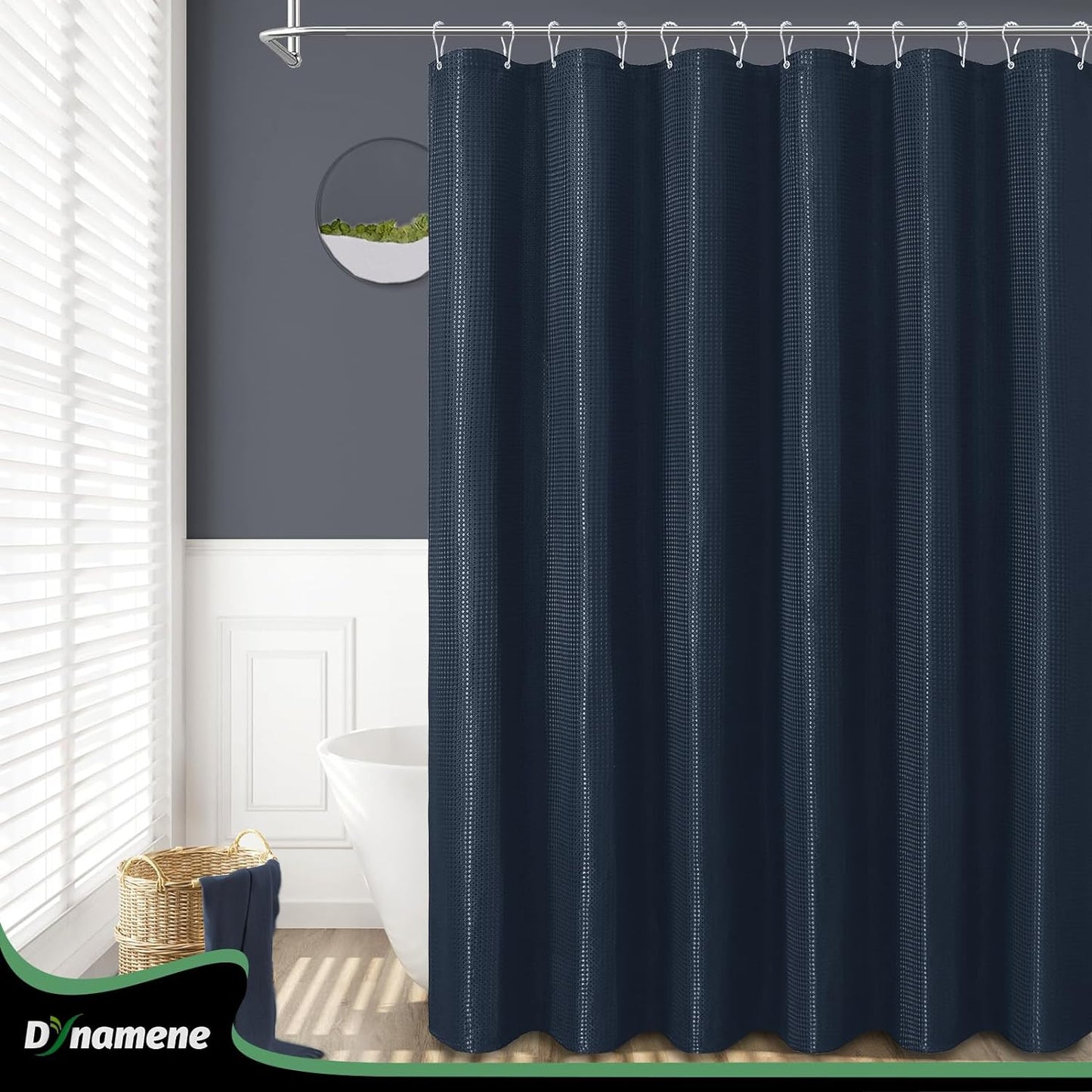 Embossed Shower Curtain With Stainless-Steel Hooks, 230 GSM, multi-size options