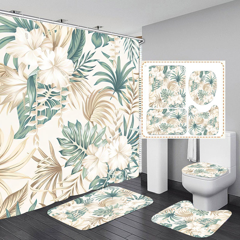 Shower Curtain and Bathroom Rug Set - 4PCS