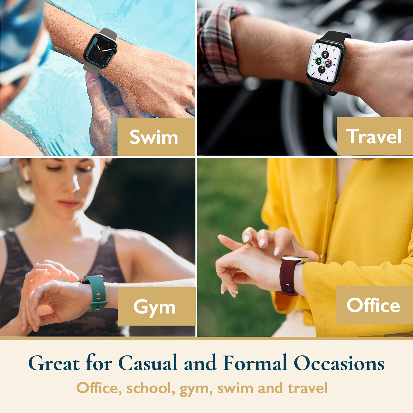 Silicone Apple Watch Sport Band, 4 Pack