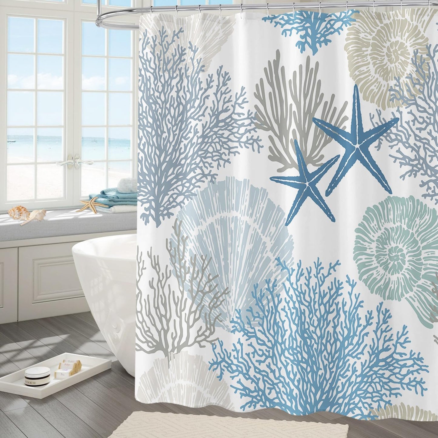 ComfiTime Shower Curtain with Hooks, 120GSM, 72 x 72