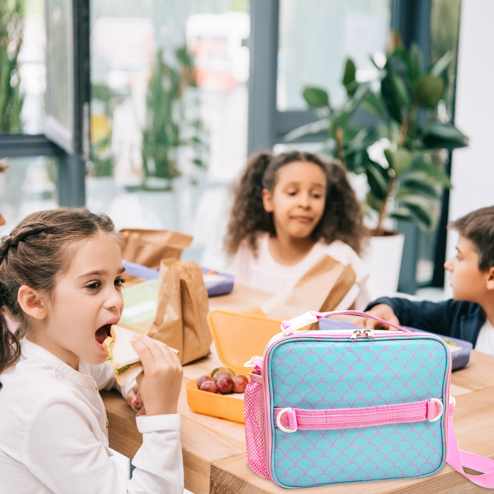 Insulated Lunch Bag for Kids With Shoulder Strap and Handles
