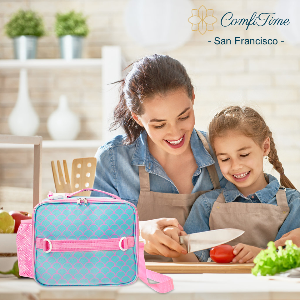 Insulated Lunch Bag for Kids With Shoulder Strap and Handles