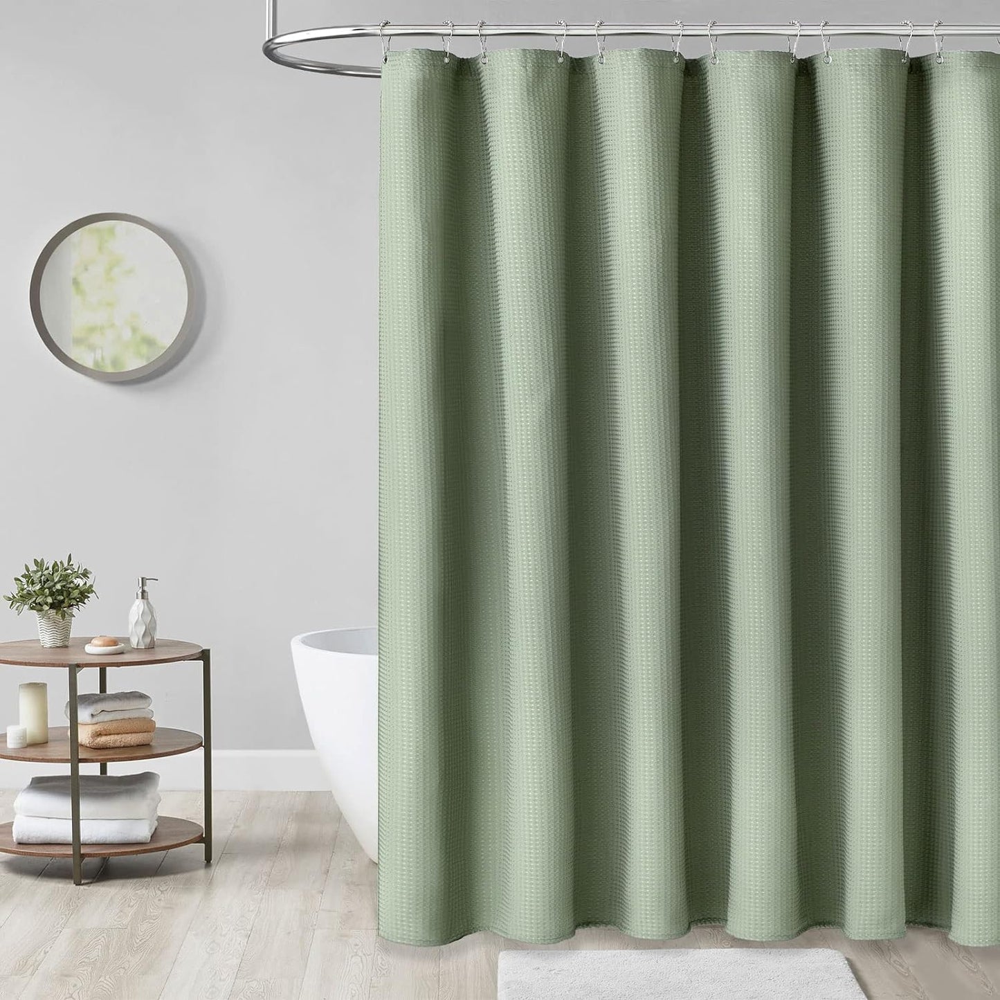 Embossed Shower Curtain With Stainless-Steel Hooks, 230 GSM, multi-size options