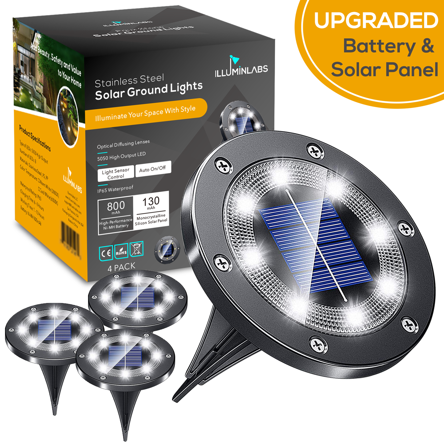 Solar Ground Light With Stainless-Steel Casing