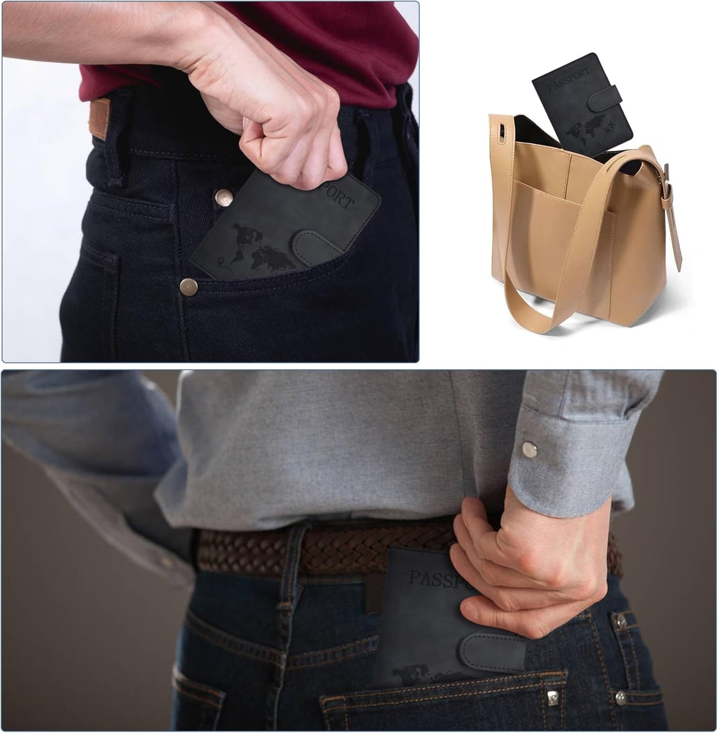 Passport Wallet-Magnetic Snap-Map