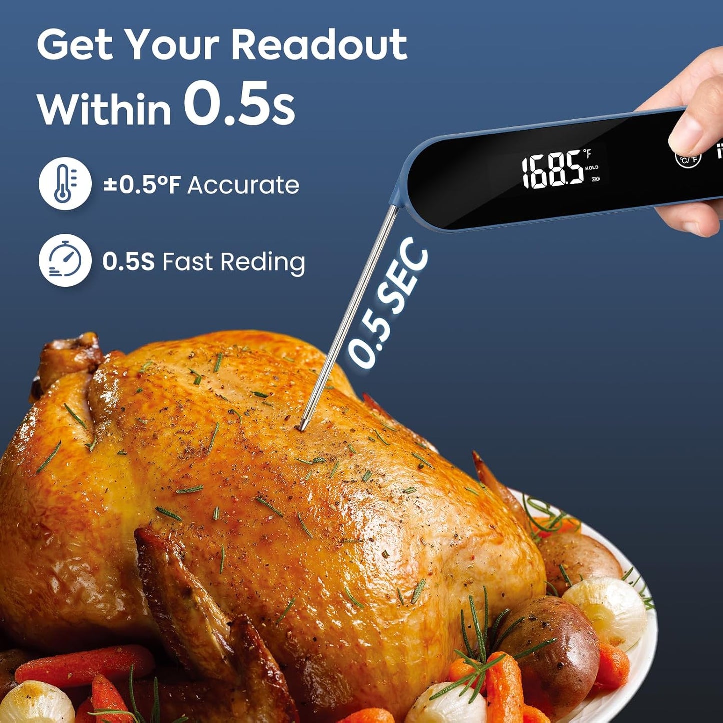 Meat Thermometer - Instant Read Digital Food Thermometer for Cooking