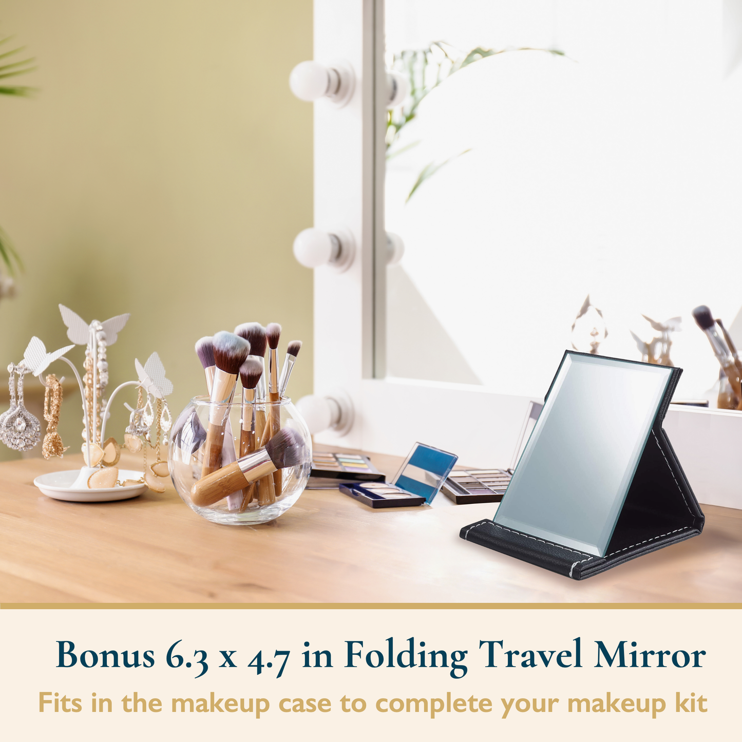Customizable Makeup Case With Bonus Travel Mirror
