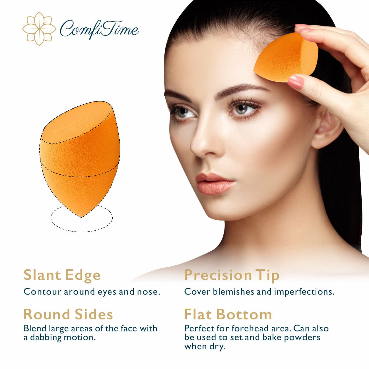 Beauty Blender Makeup Sponge Set With Bonus Metal Face Roller, 4 Pieces