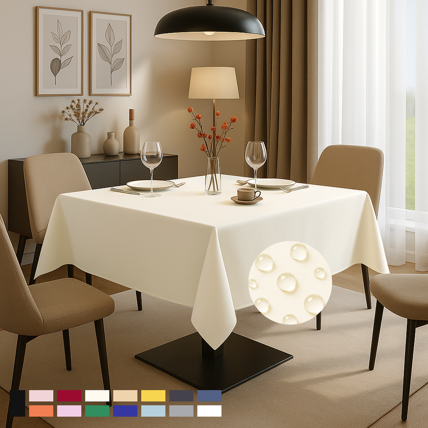 ComfiTime Durable Polyester Tablecloth Square