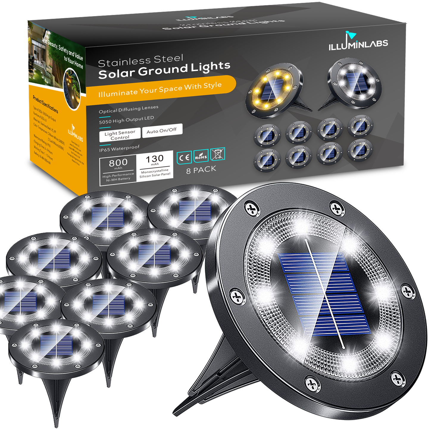 Solar Ground Light With Stainless-Steel Casing