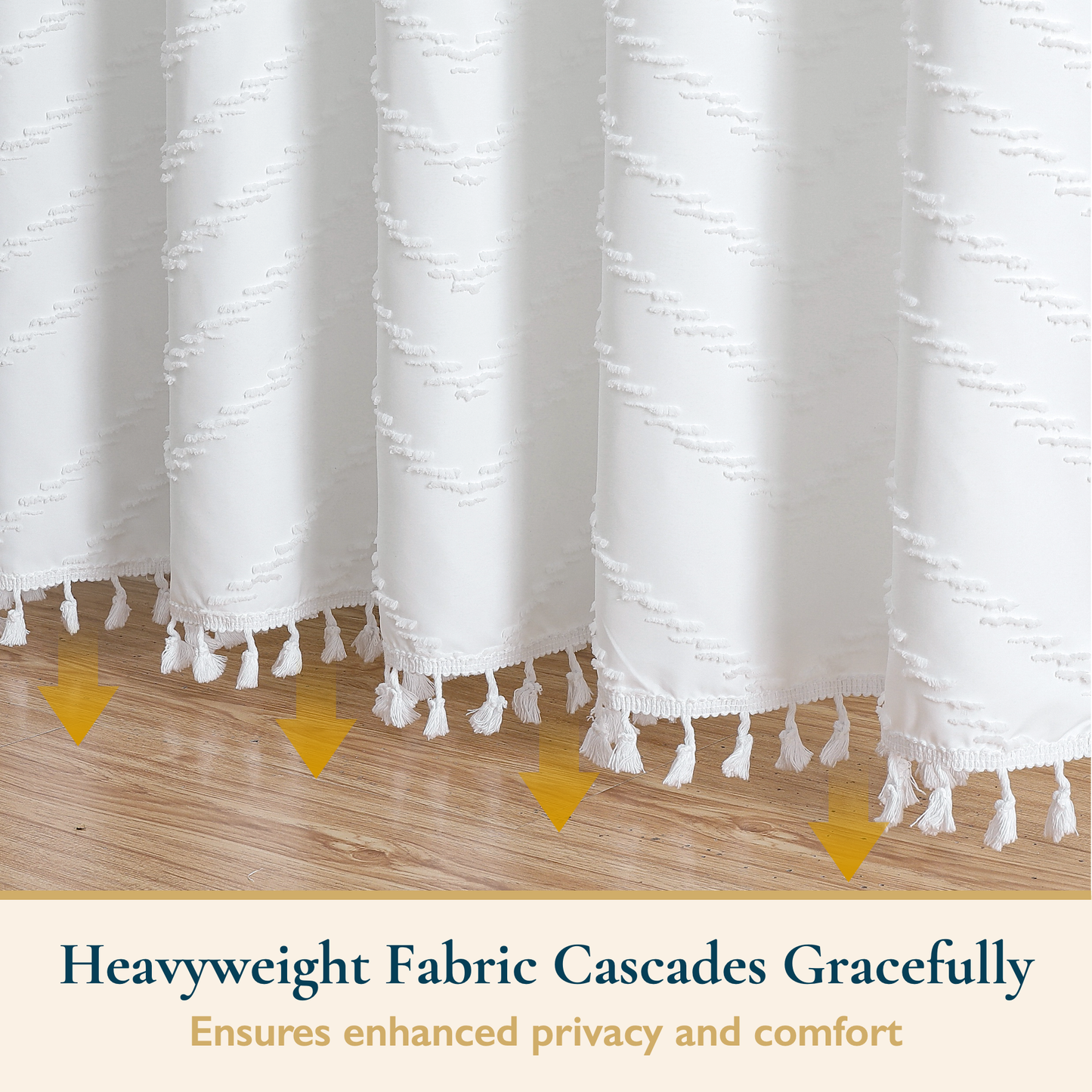 Shower Curtain-Tassels-Chevron