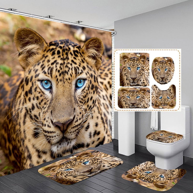 Shower Curtain and Bathroom Rug Set - 4PCS