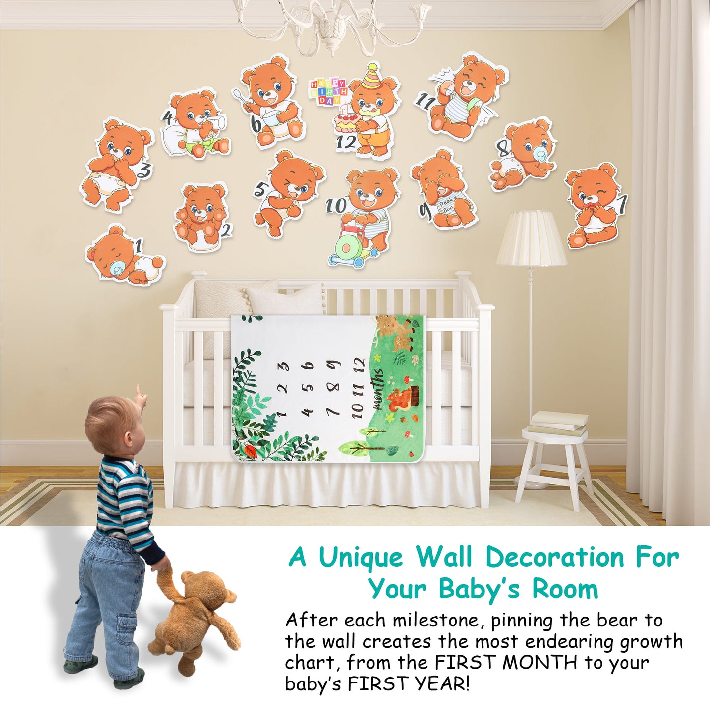 Soft Fleece Adaptable Baby Milestone Blanket, 300 GSM, 40 x 60 in