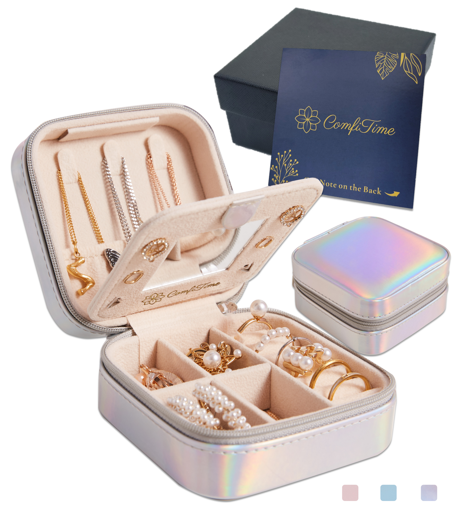 Velvet Travel Jewelry Case With Mirror