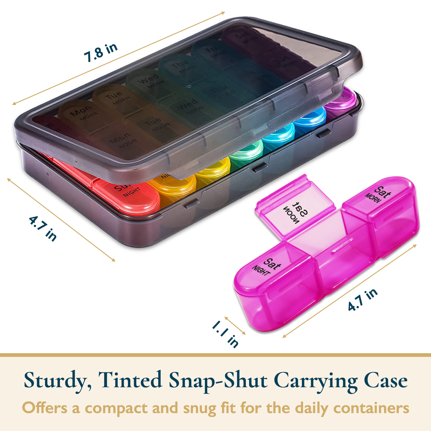 Weekly Pill Organizer, 3 Times a Day