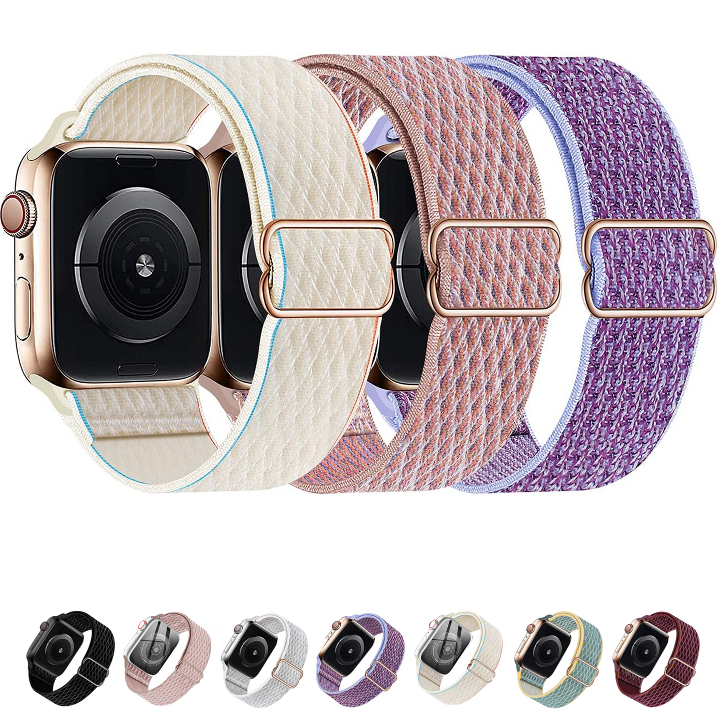 Stretchy Nylon Apple Watch Band, 3 Pack