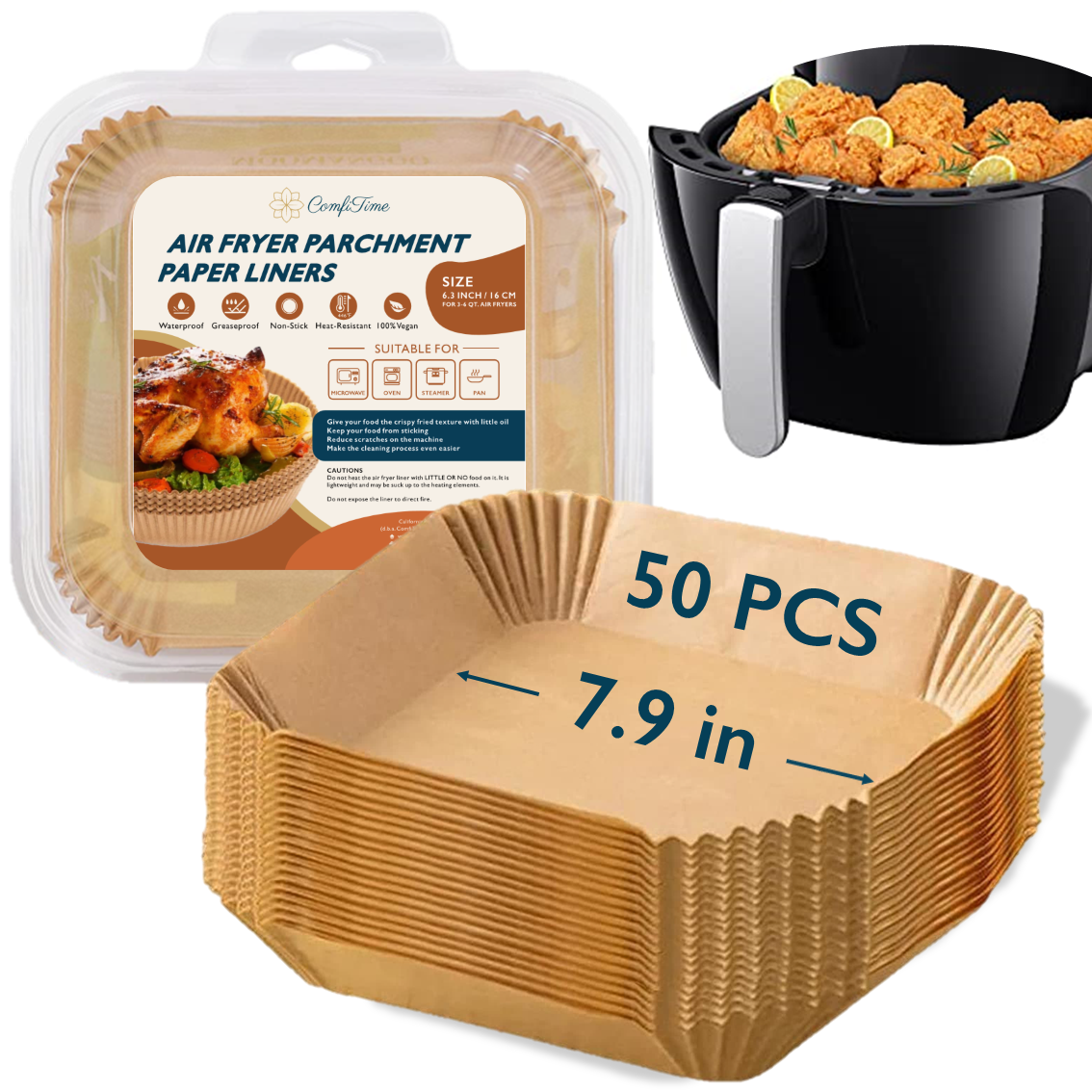 Square Air Fryer Liners for 2-8 Quart Air Fryers