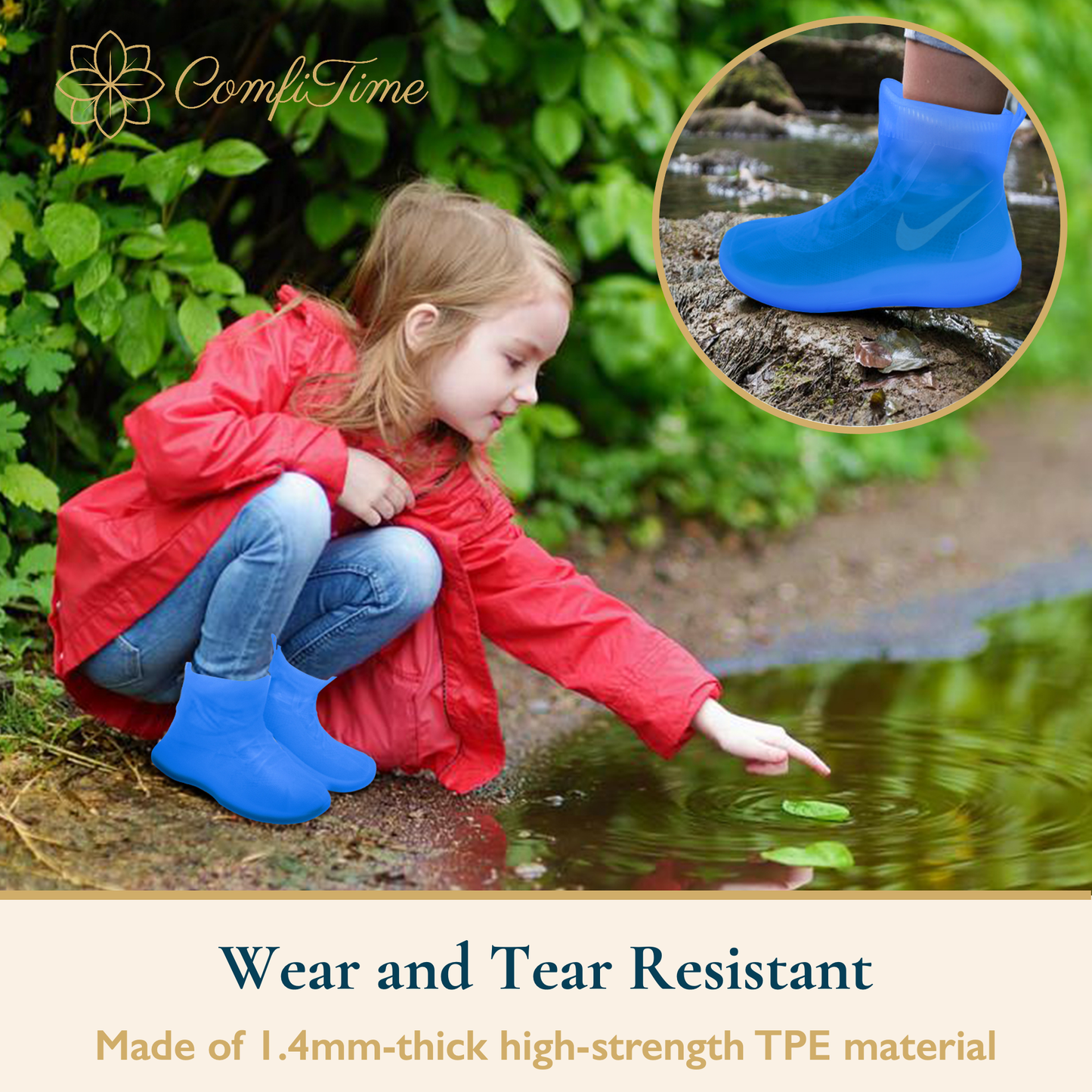 Waterproof Shoe Covers, TPE Rubber, Mid-Rise