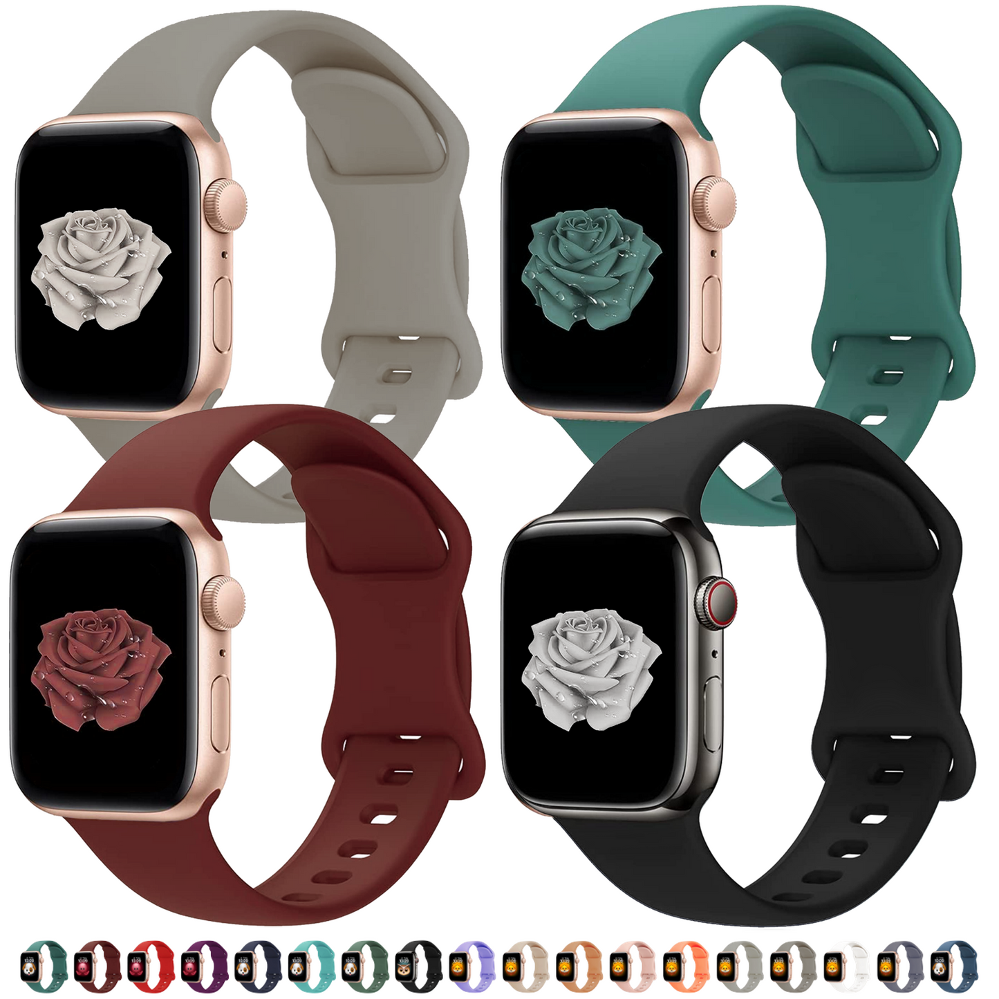 Silicone Apple Watch Sport Band, 4 Pack
