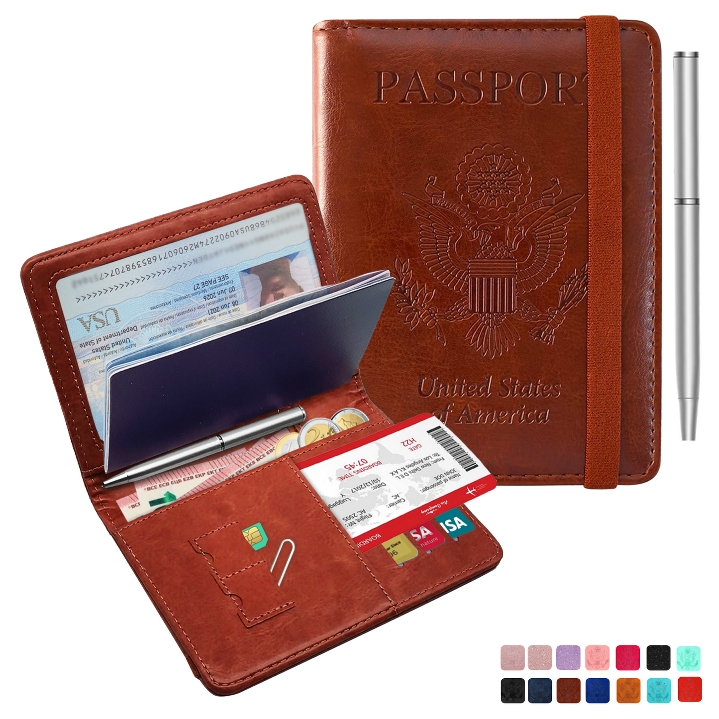 RFID-Blocking Passport Holder With Elastic Band