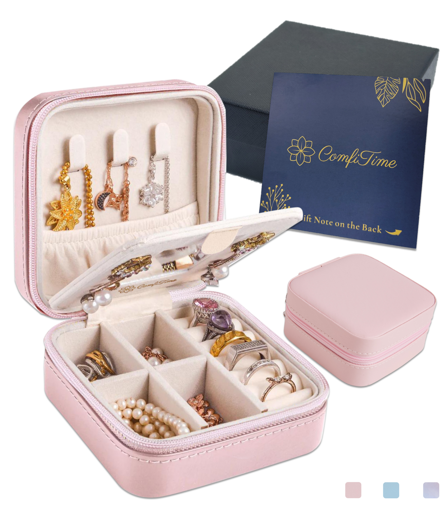 Velvet Travel Jewelry Case With Mirror