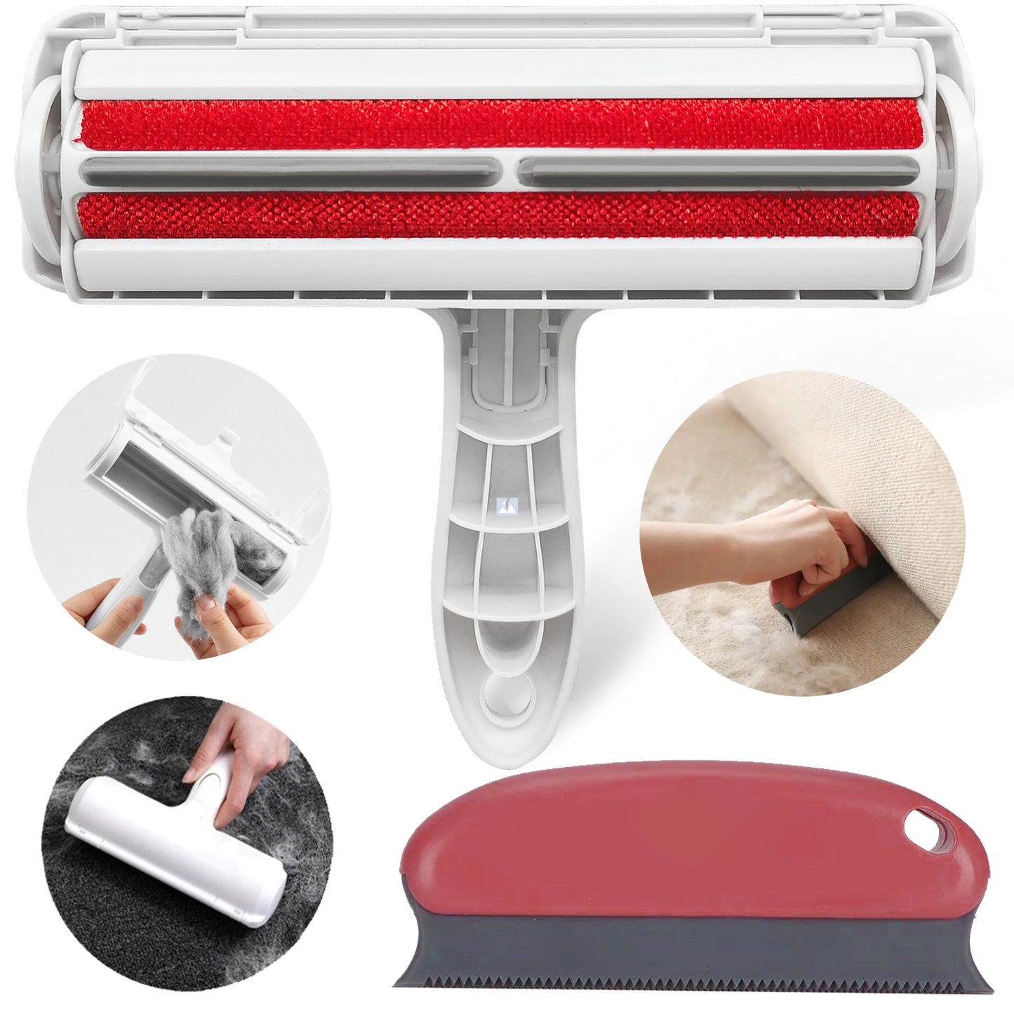Pet Hair Remover Tool Set - Roller Brush, Mini Detailer