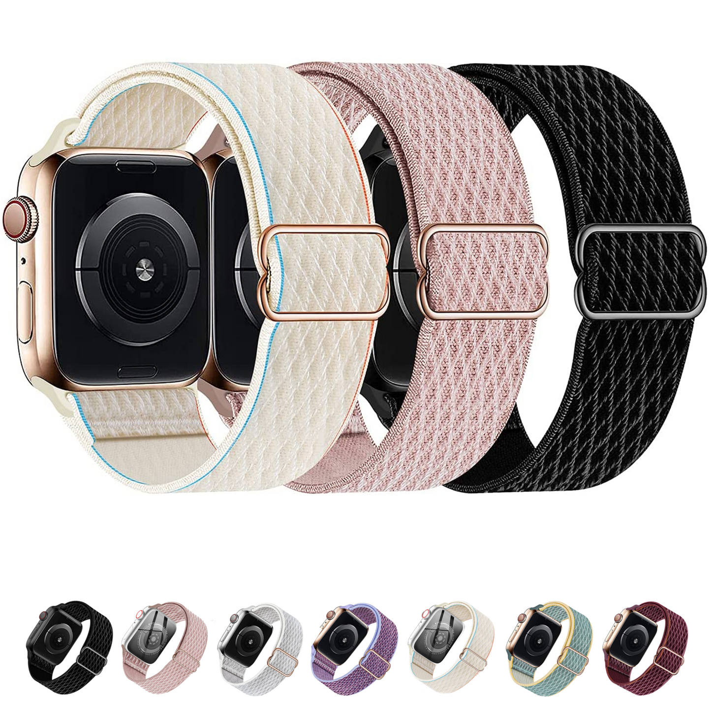 Stretchy Nylon Apple Watch Band, 3 Pack