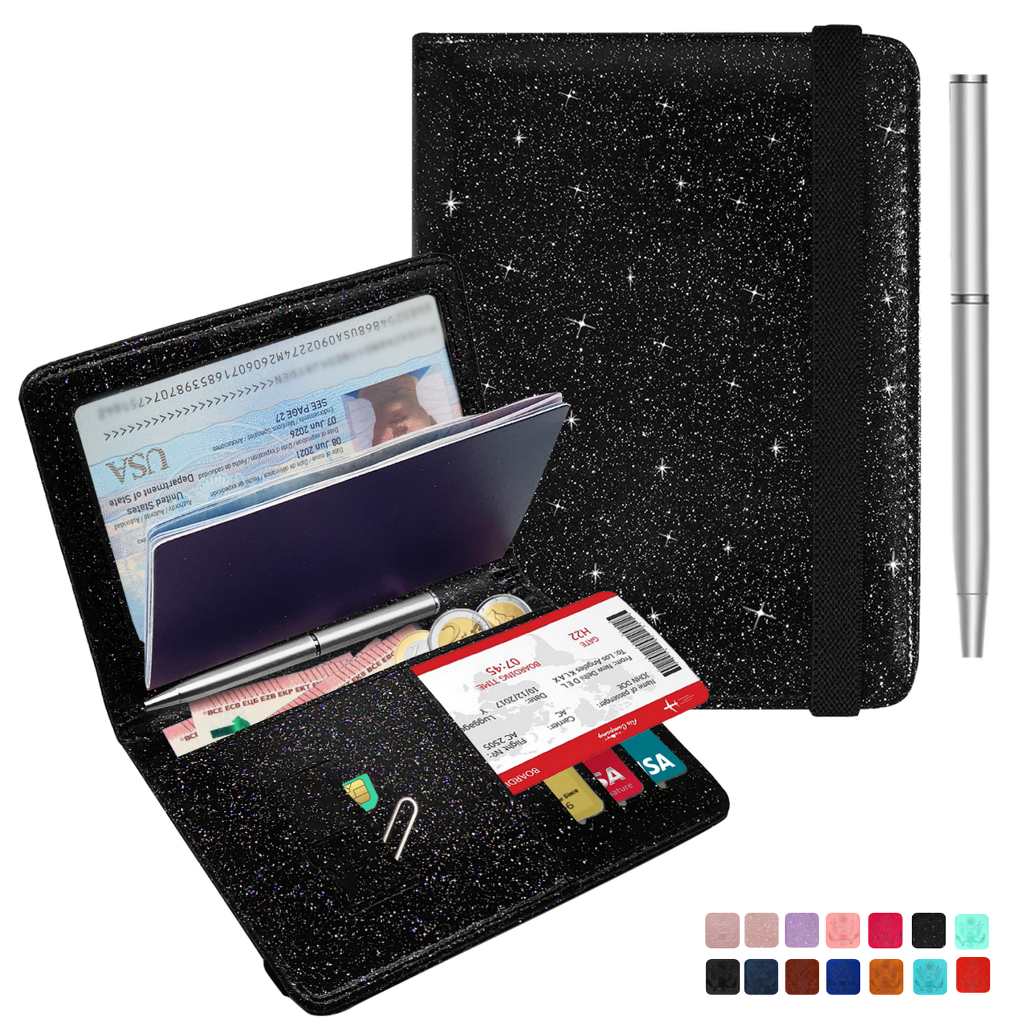 RFID-Blocking Passport Holder With Elastic Band