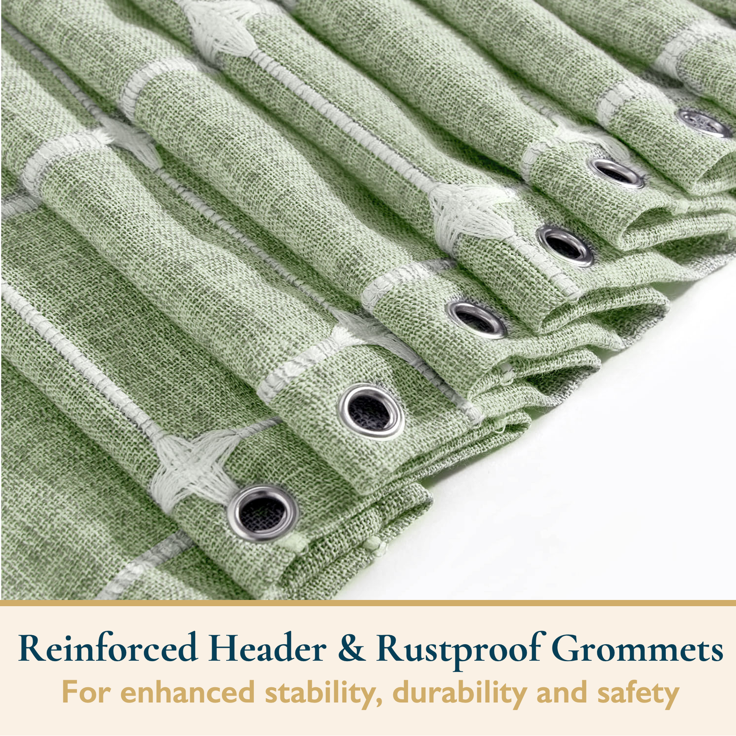 Tassel Shower Curtain and Stainless-Steel Hooks Set, 330 GSM, 72 x 72 in