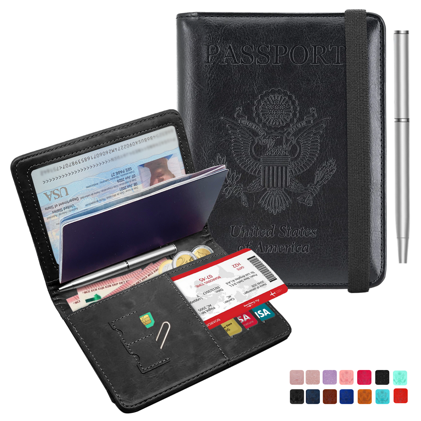 RFID-Blocking Passport Holder With Elastic Band