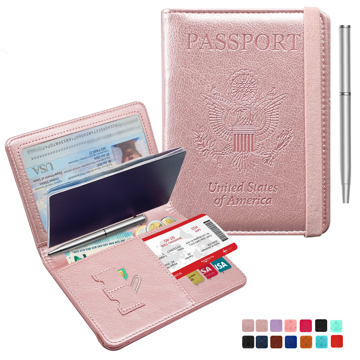 RFID-Blocking Passport Holder With Elastic Band