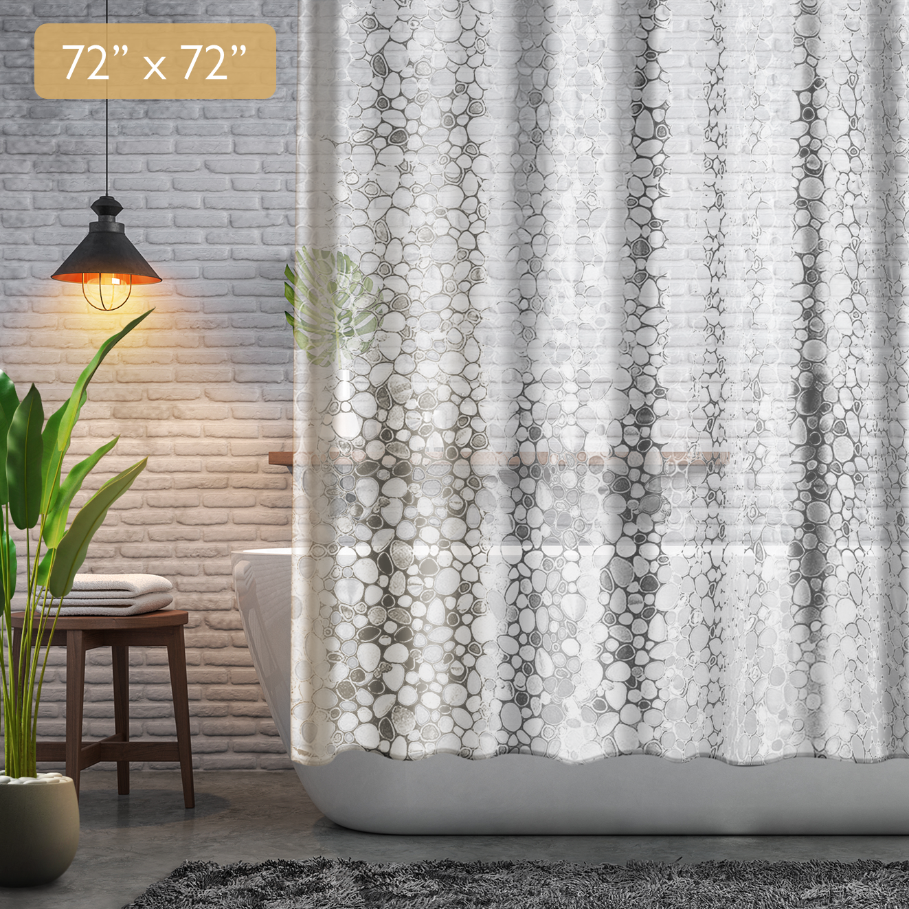 8-Gauge Waterproof Shower Curtain Liner With Bonus Hooks, Sizing Options