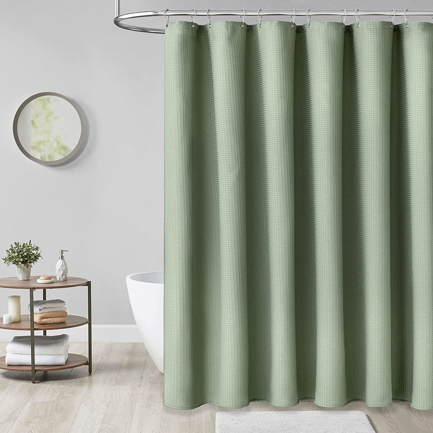 Shower Curtain With Hooks, 230 GSM, 72 x 72 in