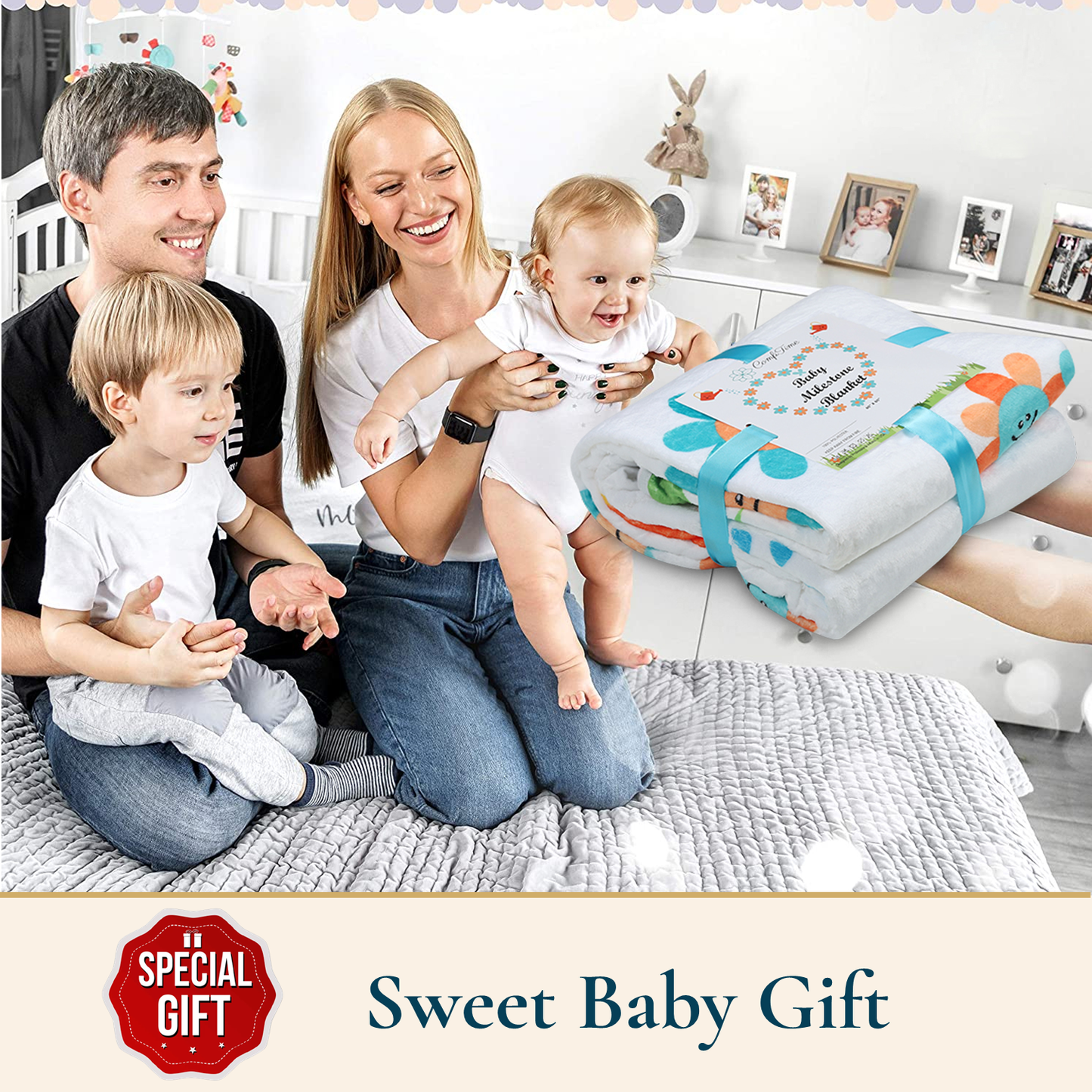 Soft Fleece Baby Milestone Blanket, 300 GSM, 40 x 60 in
