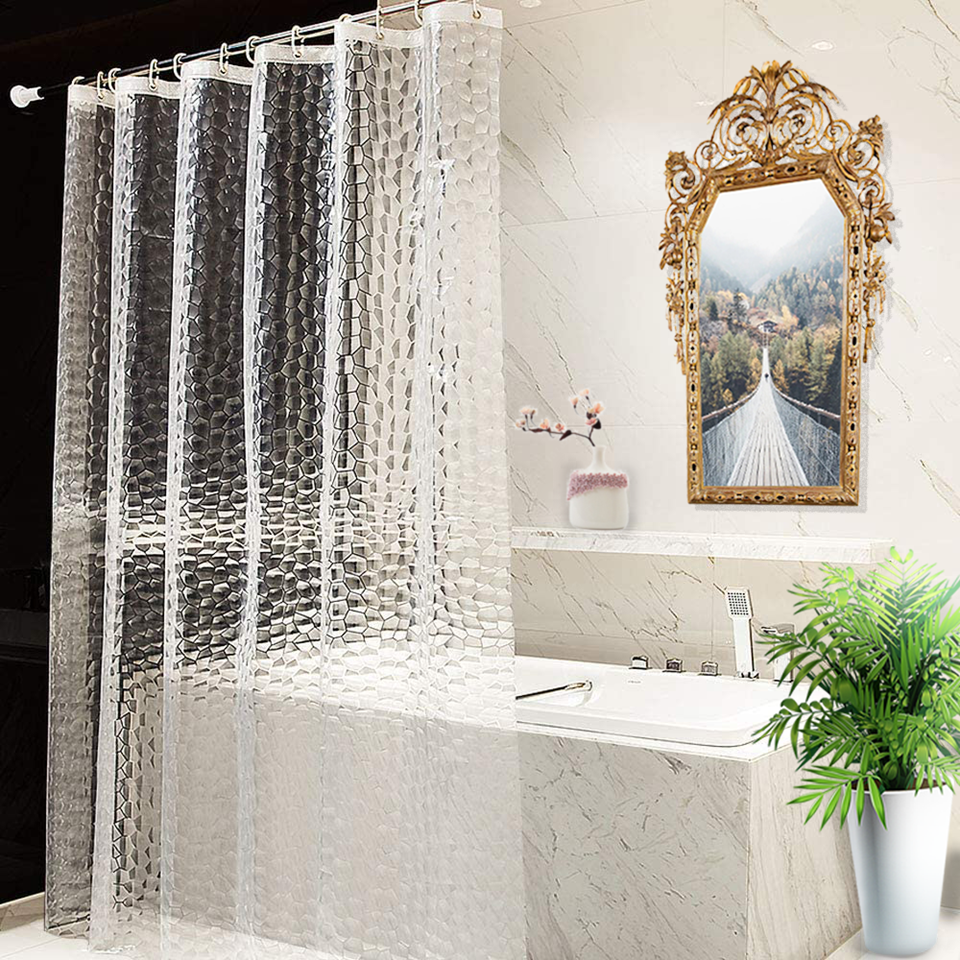 8-Gauge Waterproof Shower Curtain Liner With Bonus Hooks, 72 x 72 in